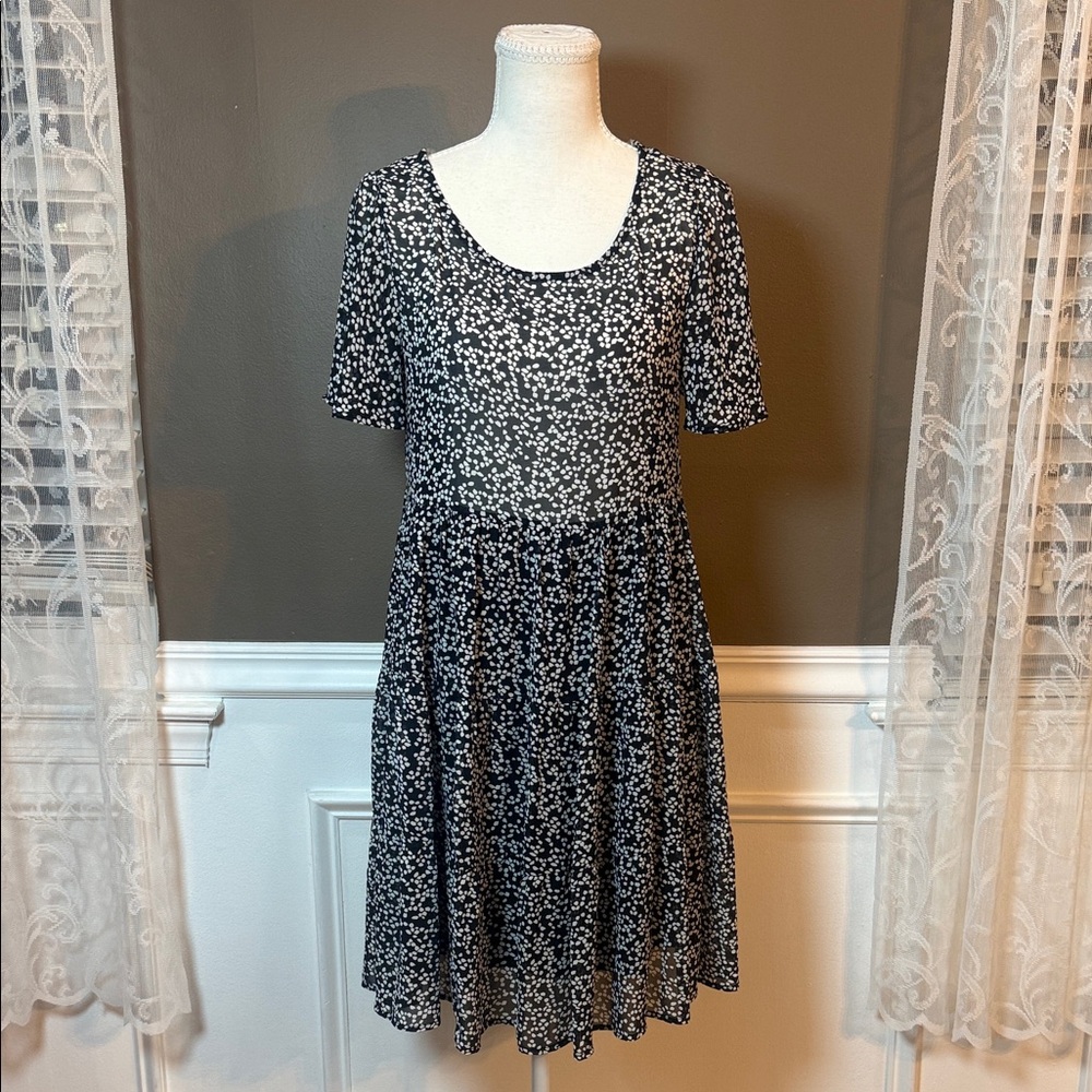By Together Tiered Chiffon Dress Boho Polka Dot Flowy Small‎
